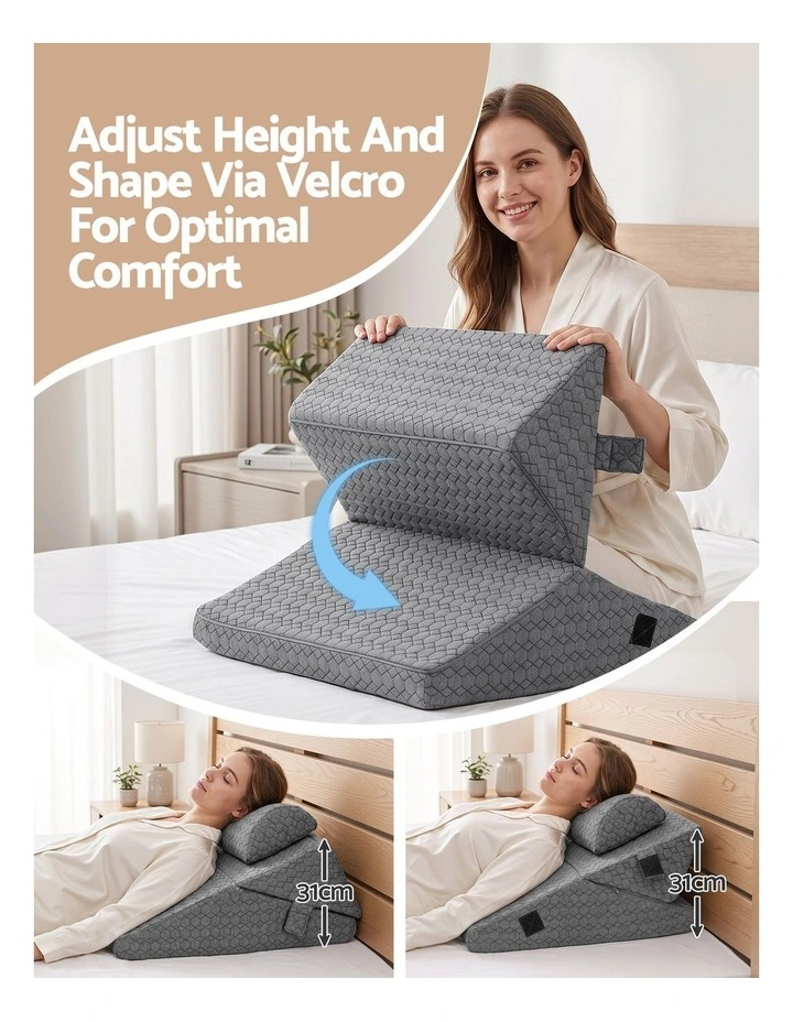 Giselle Cooling Egg Gel Bed Wedge Triangle Pillow for Reading & Neck Support, 30D image 5