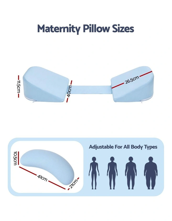 Giselle Adjustable Memory Foam Pregnancy Pillow for Back, Belly & Hips Support, Blue image 2