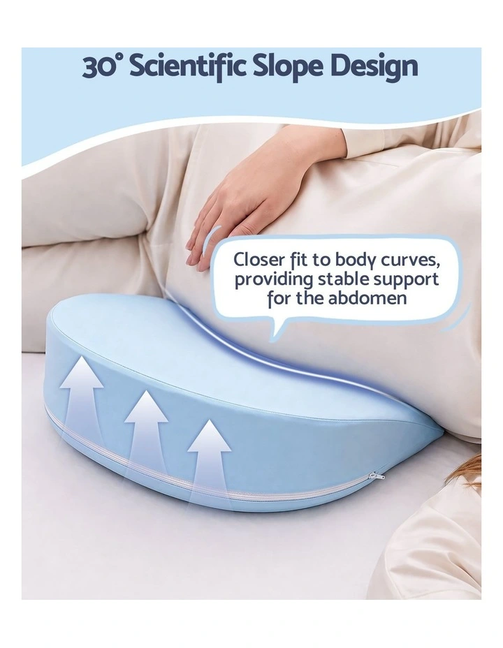 Giselle Adjustable Memory Foam Pregnancy Pillow for Back, Belly & Hips Support, Blue image 4