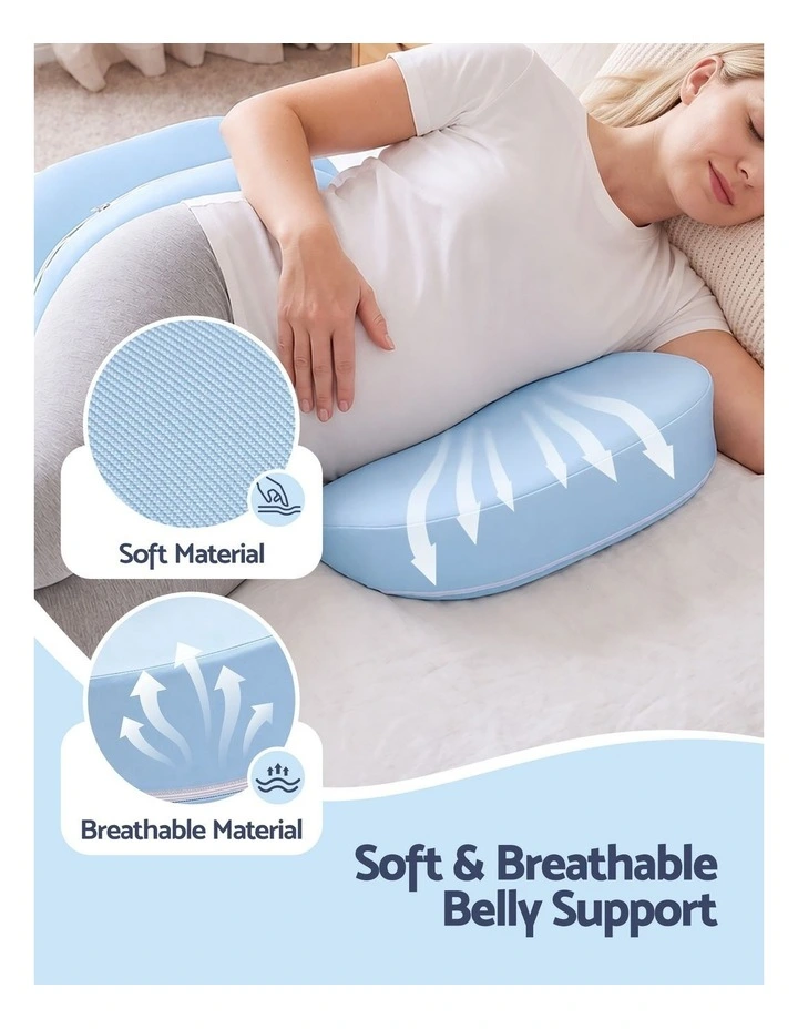Giselle Adjustable Memory Foam Pregnancy Pillow for Back, Belly & Hips Support, Blue image 5