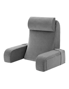 Giselle Non-Sag Solid Memory Foam Reading Back Pillow with Neck Roll & Arms Velvet