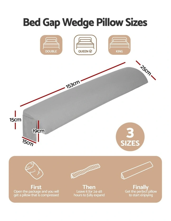Giselle Bed Wedge Mattress Gap Filler Pillow with 2 Pockets for Dorm, Queen Size image 2