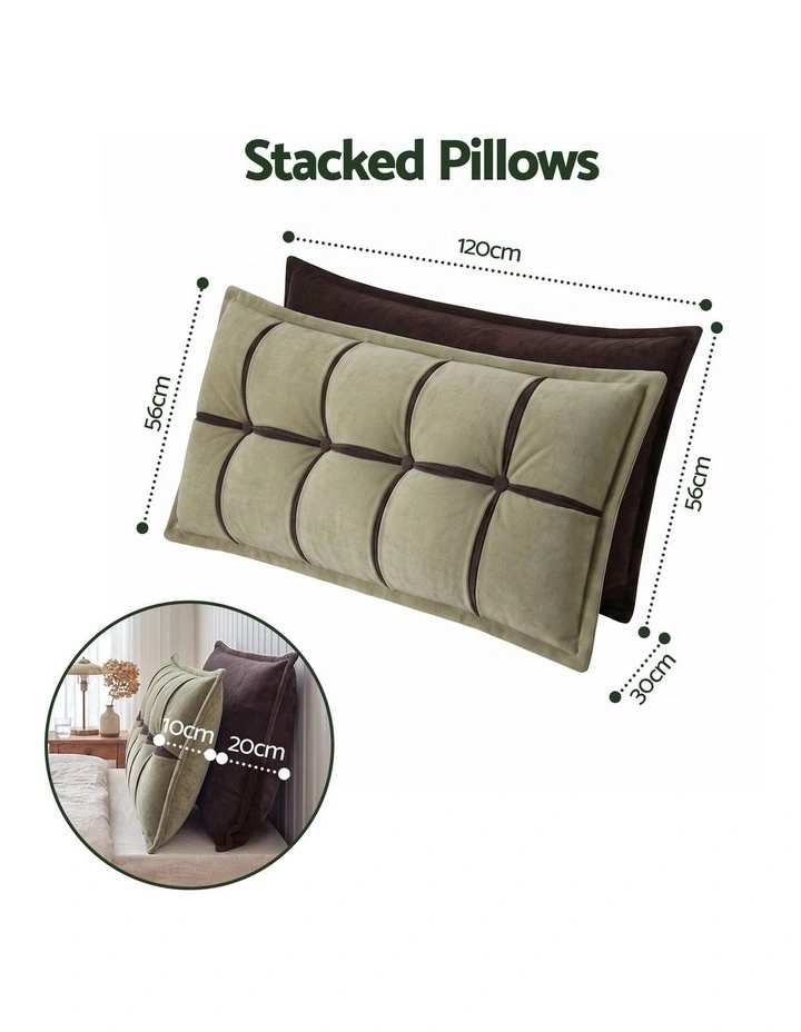 Giselle Chenille Headboard Reading Wedge Pillow with Double Storage, Double Size image 2