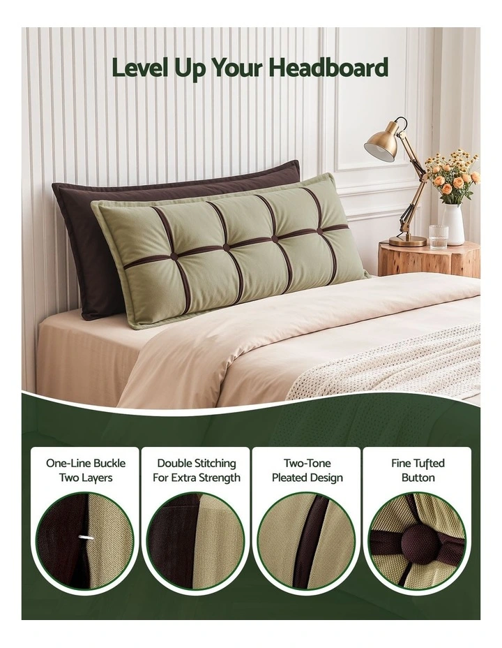 Giselle Chenille Headboard Reading Wedge Pillow with Double Storage, Double Size image 5