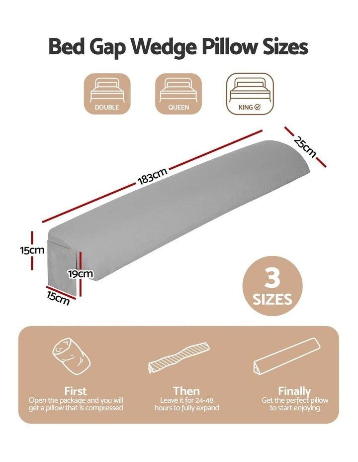 Giselle Bed Wedge Mattress Gap Filler Pillow with 2 Pockets for Dorm, King Size image 2