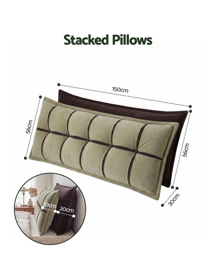Giselle Chenille Headboard Reading Wedge Pillow with Double-Layer Storage, Queen Size image 2