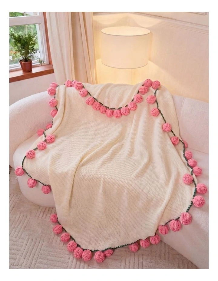 GIOIA CASA 3-in-1 Rosebud Knit Throw in Pink image 2