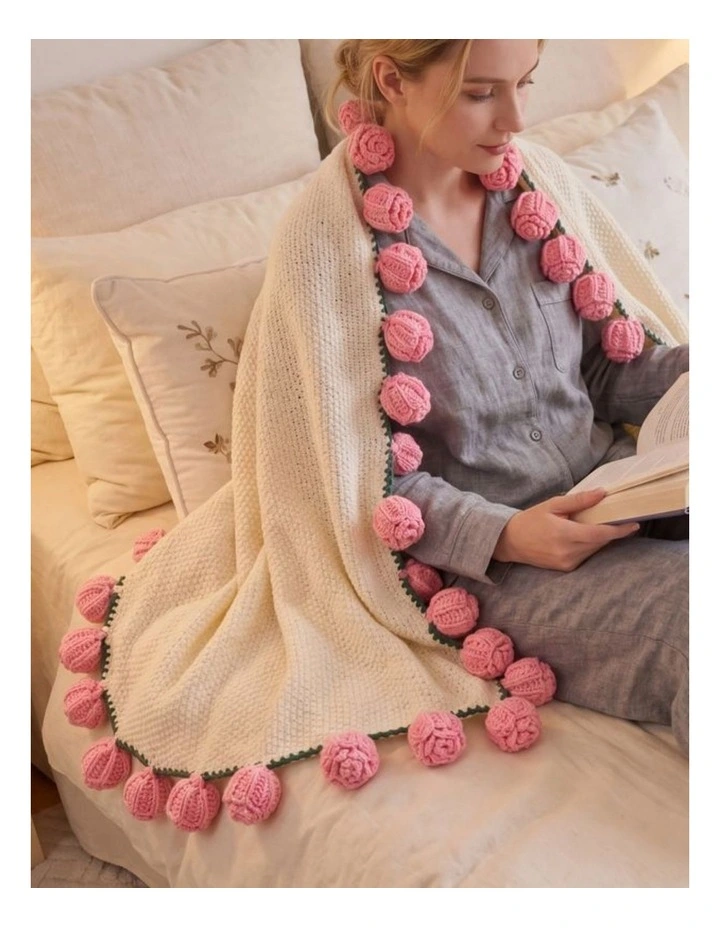 GIOIA CASA 3-in-1 Rosebud Knit Throw in Pink image 4