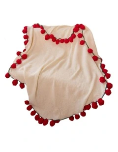 GIOIA CASA 3-in-1 Rosebud Knit Throw in Red
