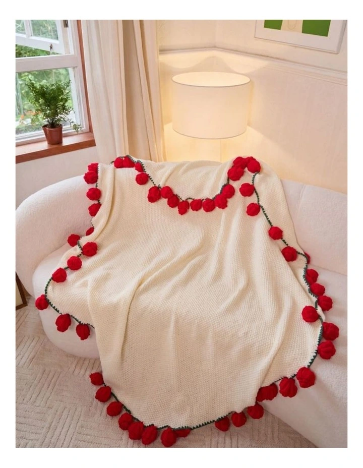 GIOIA CASA 3-in-1 Rosebud Knit Throw in Red image 2