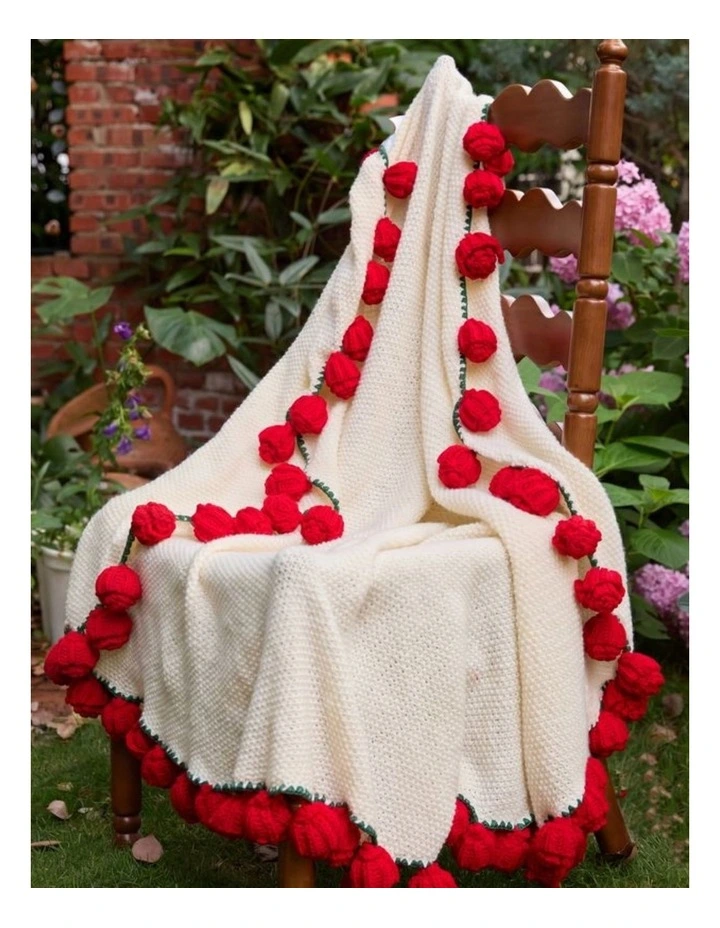 GIOIA CASA 3-in-1 Rosebud Knit Throw in Red image 4