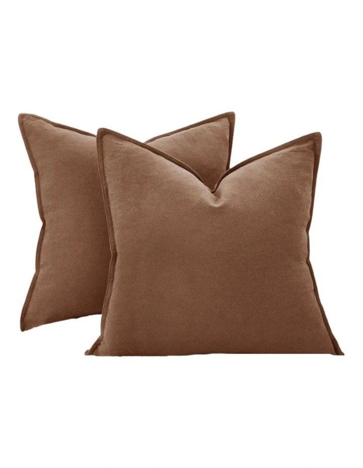 GIOIA CASA Linen-Cotton Cushion Covers in Cocoa Brown 2 Pack image 7