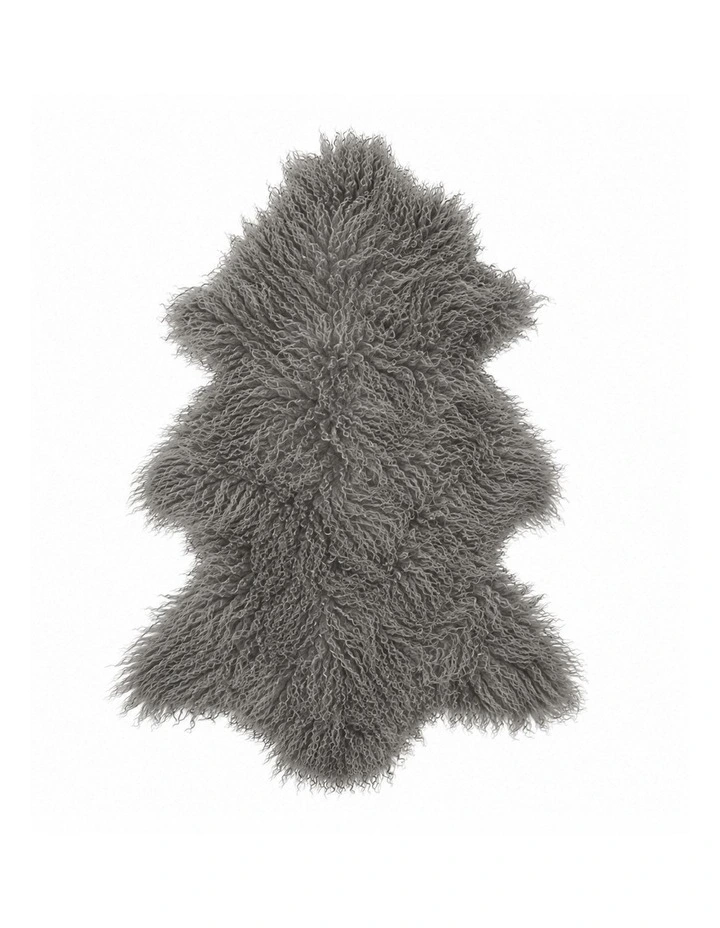 TIBETAN FUR SKIN THROW - SMOKE GREY image 1