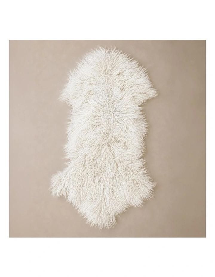 TIBETAN FUR SKIN THROW - WHITE image 3