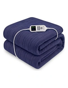 Laura Hill XL Electric Heated Blanket Throw Rug Soft Coral Fleece 10 Heat Settings - Blue