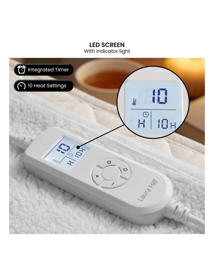 Laura Hill Double Electric Heated Underlay Blanket Fleecy Fabric with Timer image 6
