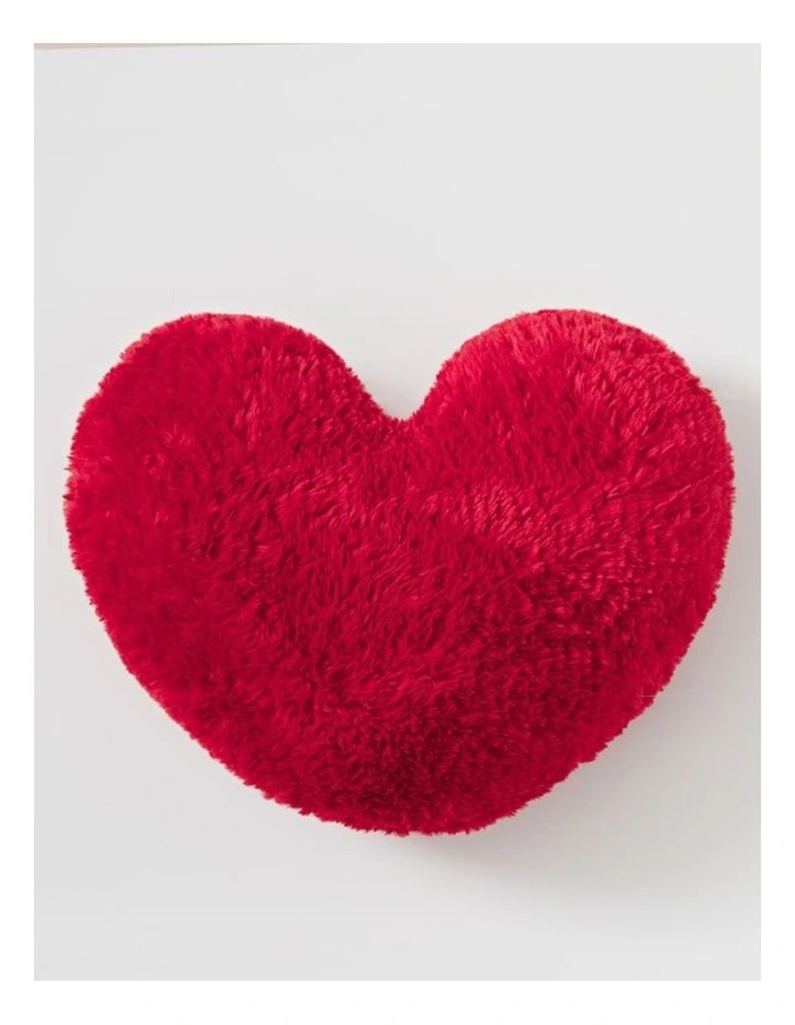 GIOIA CASA Faux Fur Love Heart Cushion in Red (40x35cm) image 3