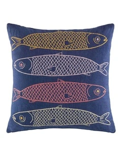Sardines Embroidered Cushion