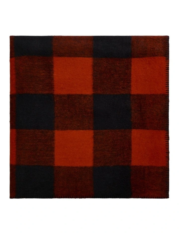 Swagman Recycled Wool Blanket Block Check Blanket Stitch Red Black image 1