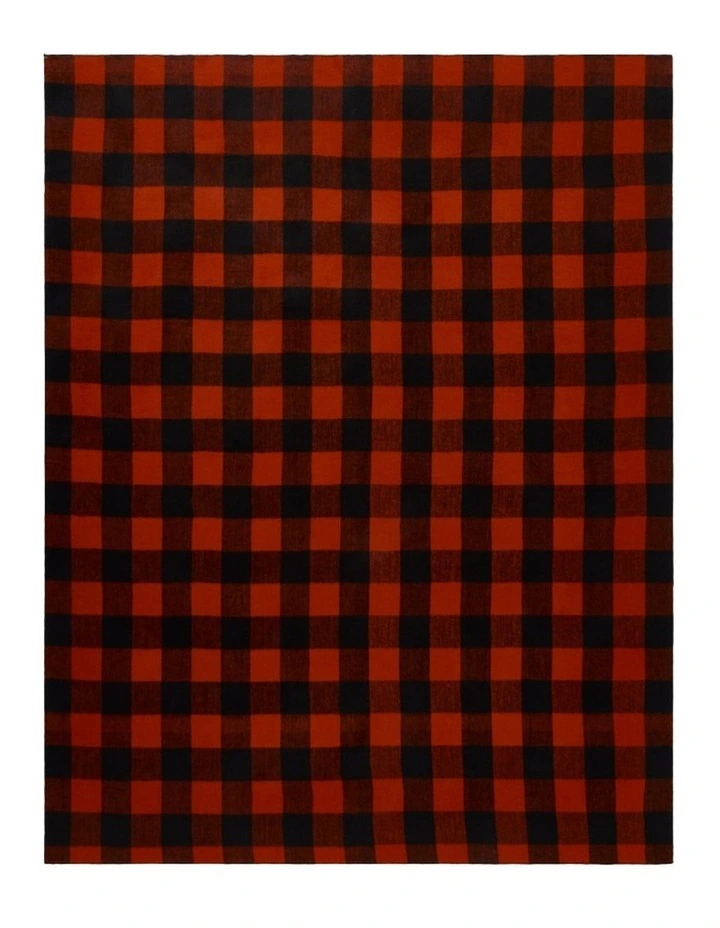 Swagman Recycled Wool Blanket Block Check Blanket Stitch Red Black image 2