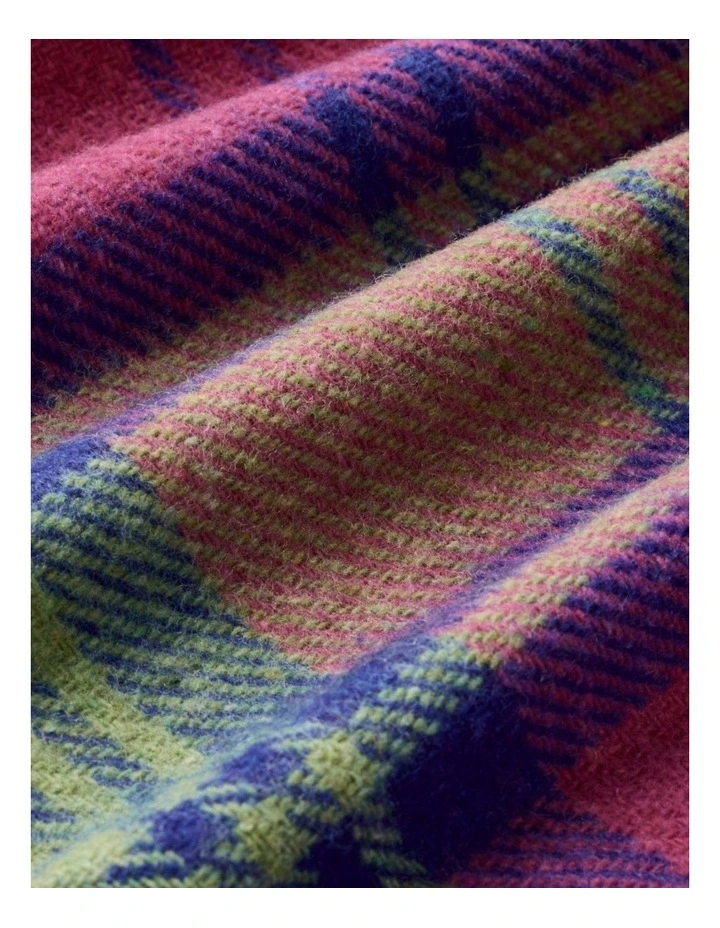 Billabong Fringed Tartan Throw Blanket with Leather Strap image 4