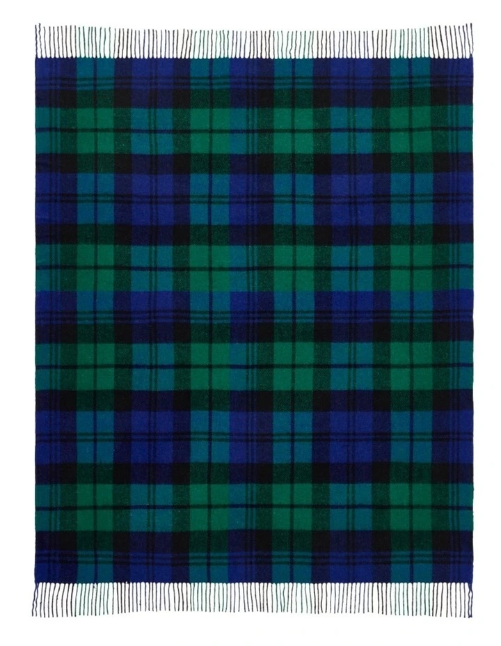 Billabong Fringed Tartan Throw Blanket with Leather Strap image 2