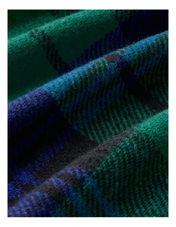 Billabong Fringed Tartan Throw Blanket with Leather Strap image 4