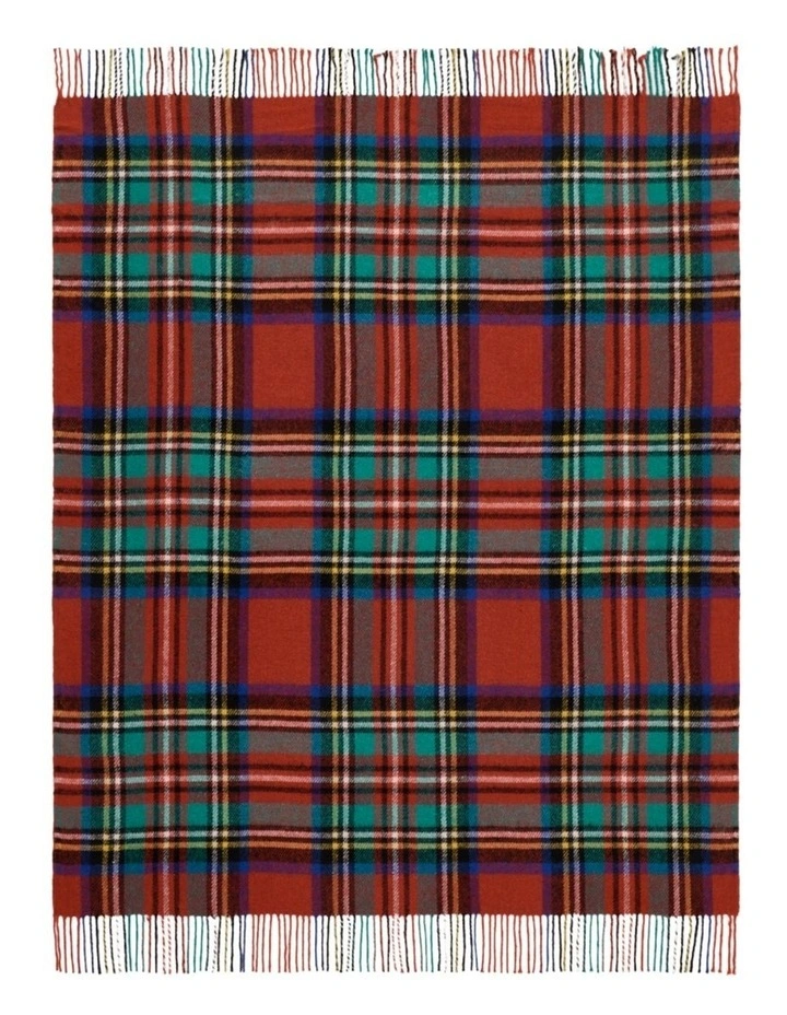 Billabong Fringed Tartan Throw Blanket with Leather Strap image 2