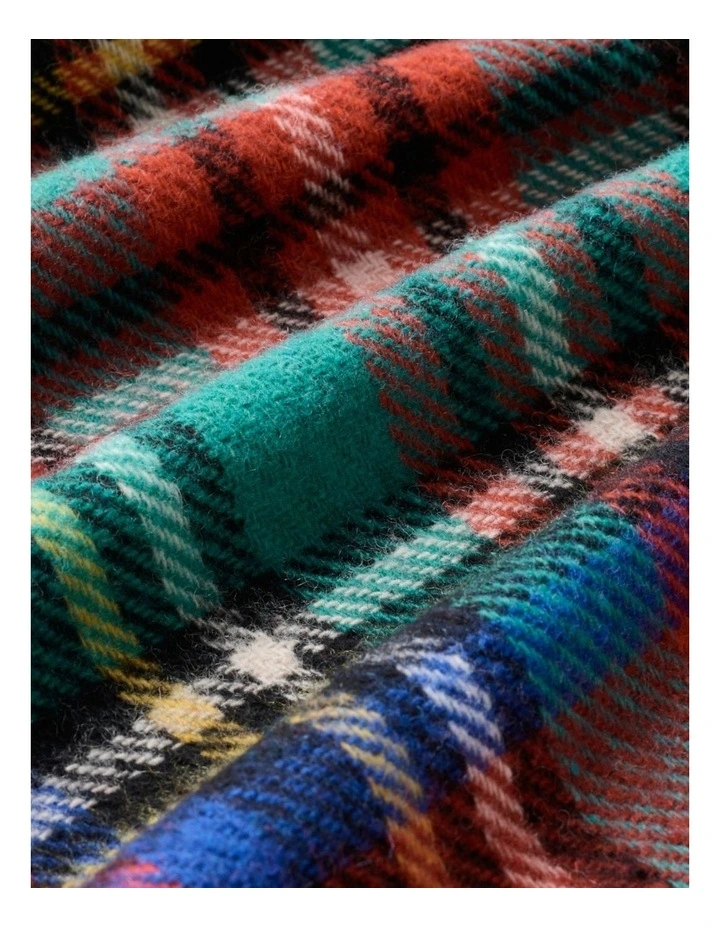 Billabong Fringed Tartan Throw Blanket with Leather Strap image 4