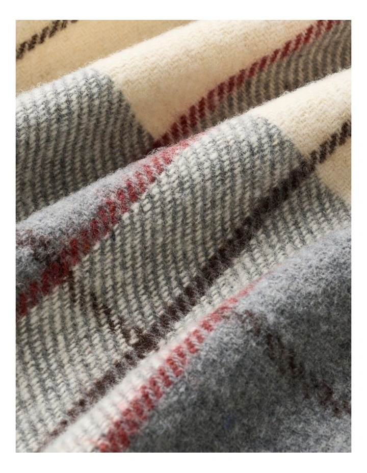 Billabong Fringed Tartan Throw Blanket with Leather Strap image 4