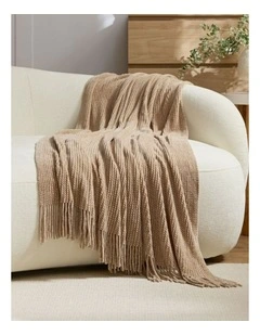 GIOIA CASA Chenille Knitted Throw in Natural