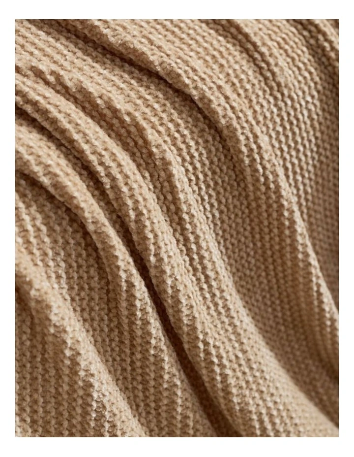 GIOIA CASA Chenille Knitted Throw in Natural image 3