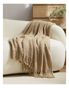 GIOIA CASA Boho Open-Knitted Throw in Natural