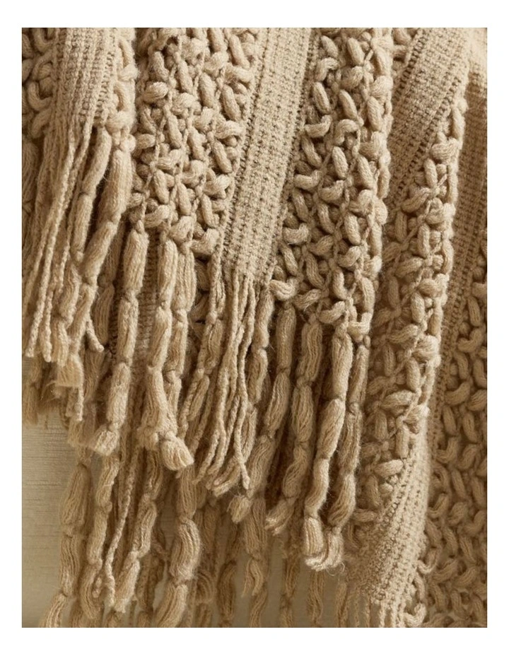 GIOIA CASA Boho Open-Knitted Throw in Natural image 2