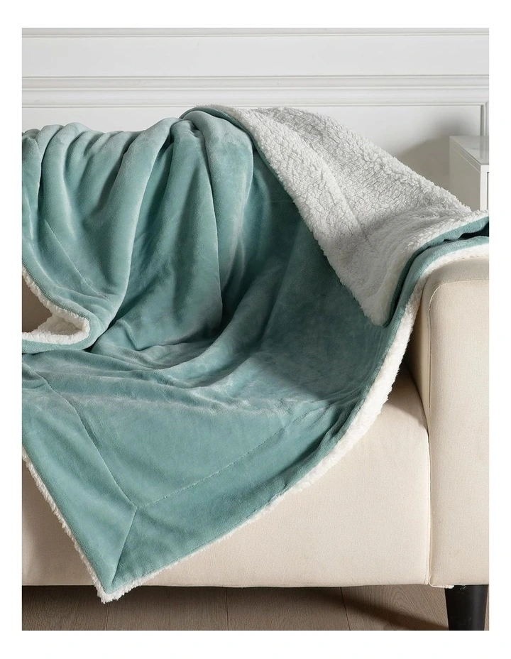 GIOIA CASA Teddy Sherpa Reversible Throw in Sage image 2