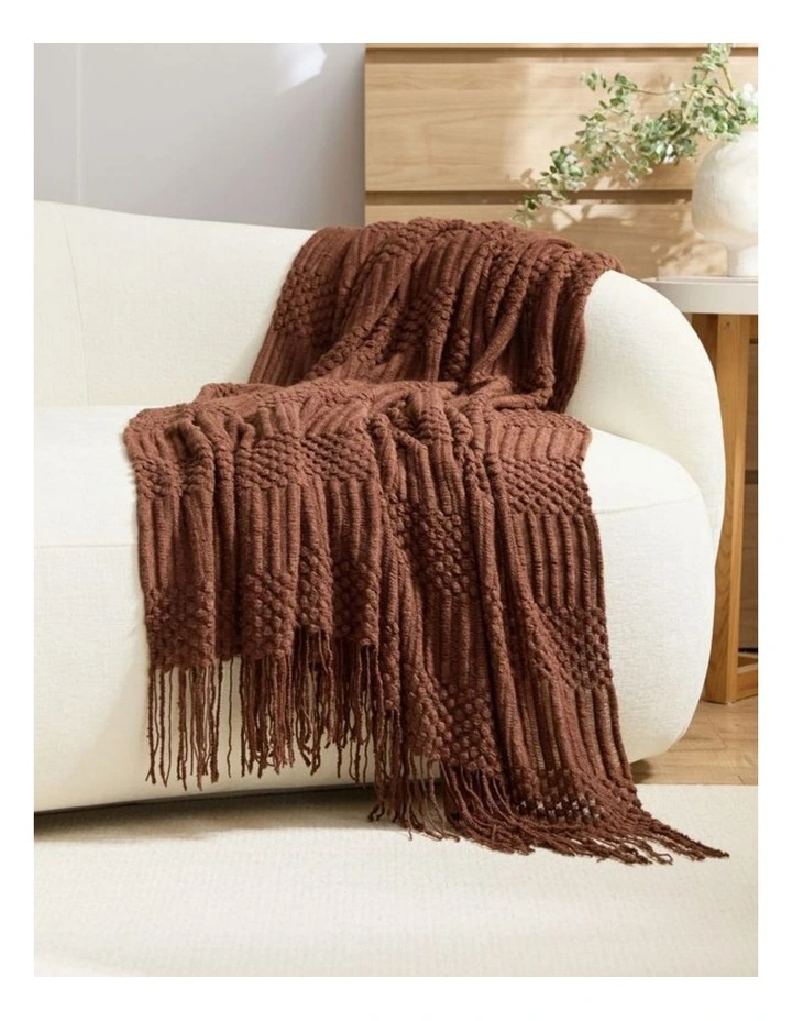 GIOIA CASA Bobble Textured Knitted Throw in Brown image 1