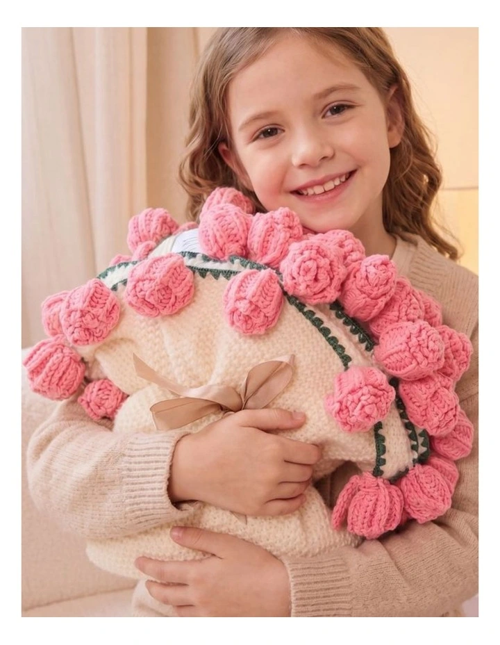 GIOIA CASA 3-in-1 Rosebud Knit Throw in Pink (100cm Diameter) image 3