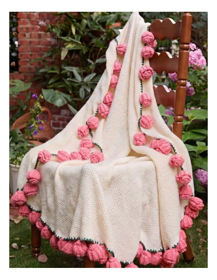 GIOIA CASA 3-in-1 Rosebud Knit Throw in Pink (100cm Diameter) image 4