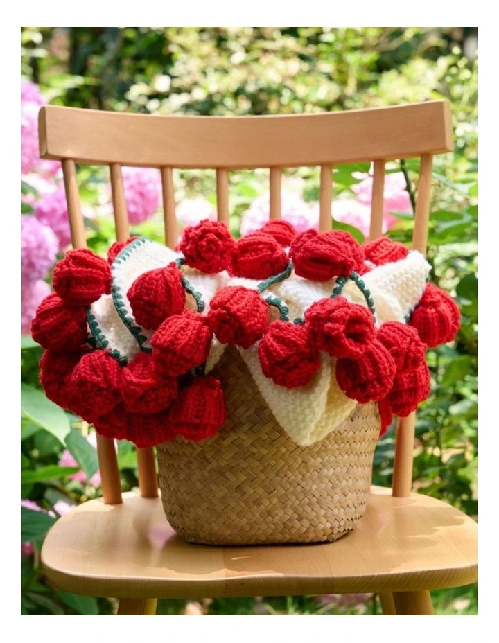 GIOIA CASA 3-in-1 Rosebud Knit Throw in Red (100cm Diameter) image 3