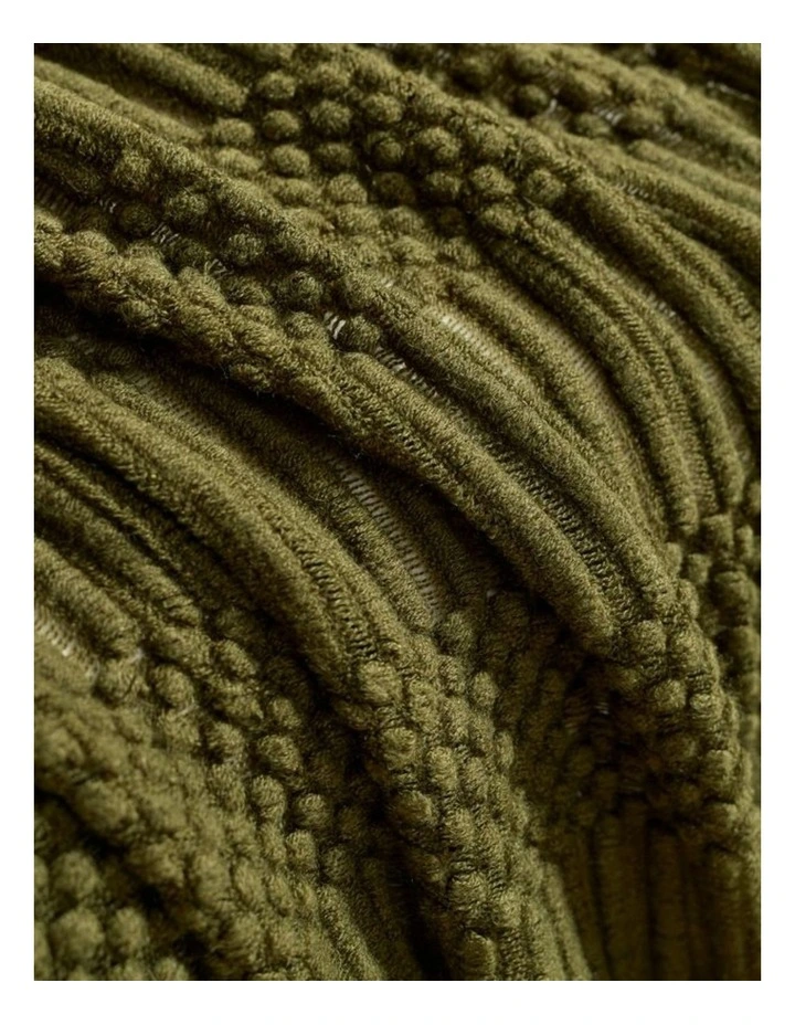 GIOIA CASA Bobble Textured Knitted Throw in Khaki Green image 2