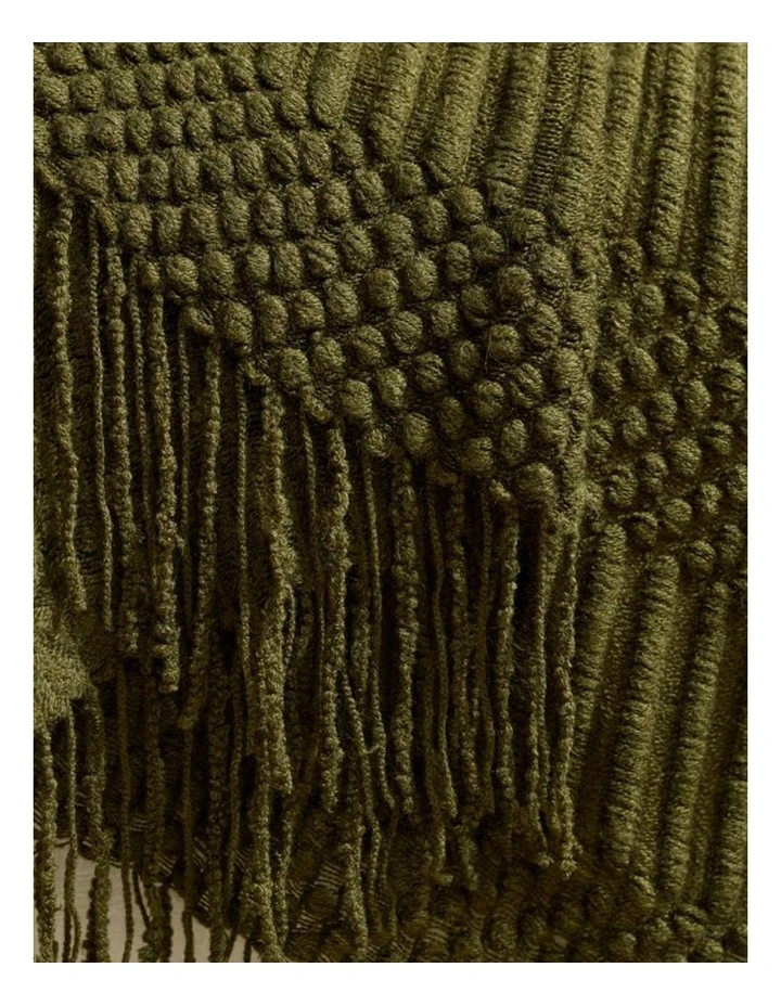 GIOIA CASA Bobble Textured Knitted Throw in Khaki Green image 3