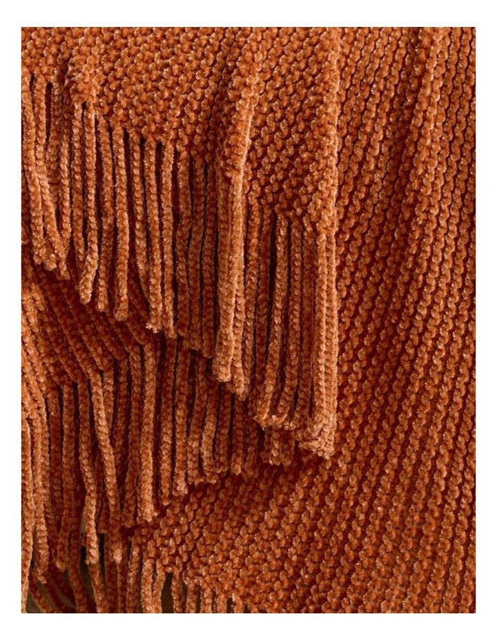 GIOIA CASA Chenille Knitted Throw in Terracotta image 2