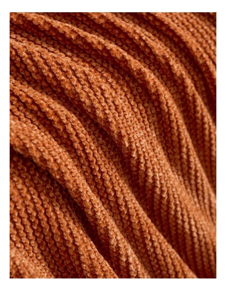 GIOIA CASA Chenille Knitted Throw in Terracotta image 3