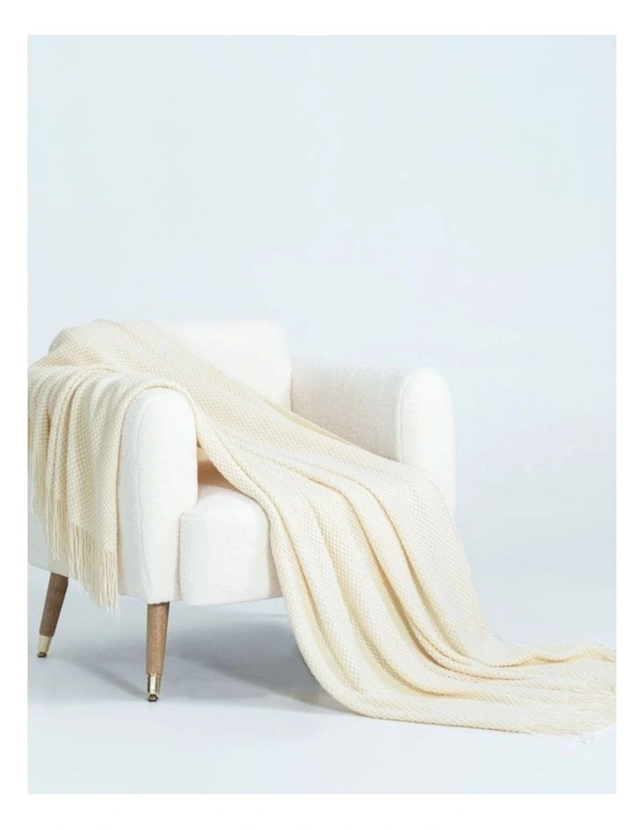 GIOIA CASA Micro Plush Knitted Woven Throw in Snow image 3