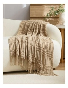 GIOIA CASA Bobble Textured Knitted Throw in Natural