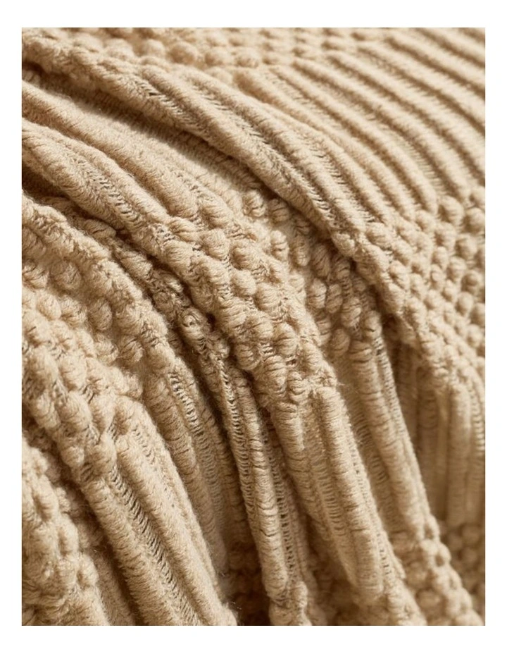 GIOIA CASA Bobble Textured Knitted Throw in Natural image 3