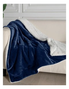 GIOIA CASA Teddy Sherpa Reversible Throw in Navy Blue