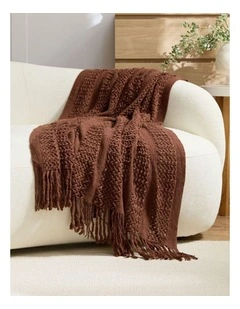 GIOIA CASA Boho Open-Knitted Throw in Brown