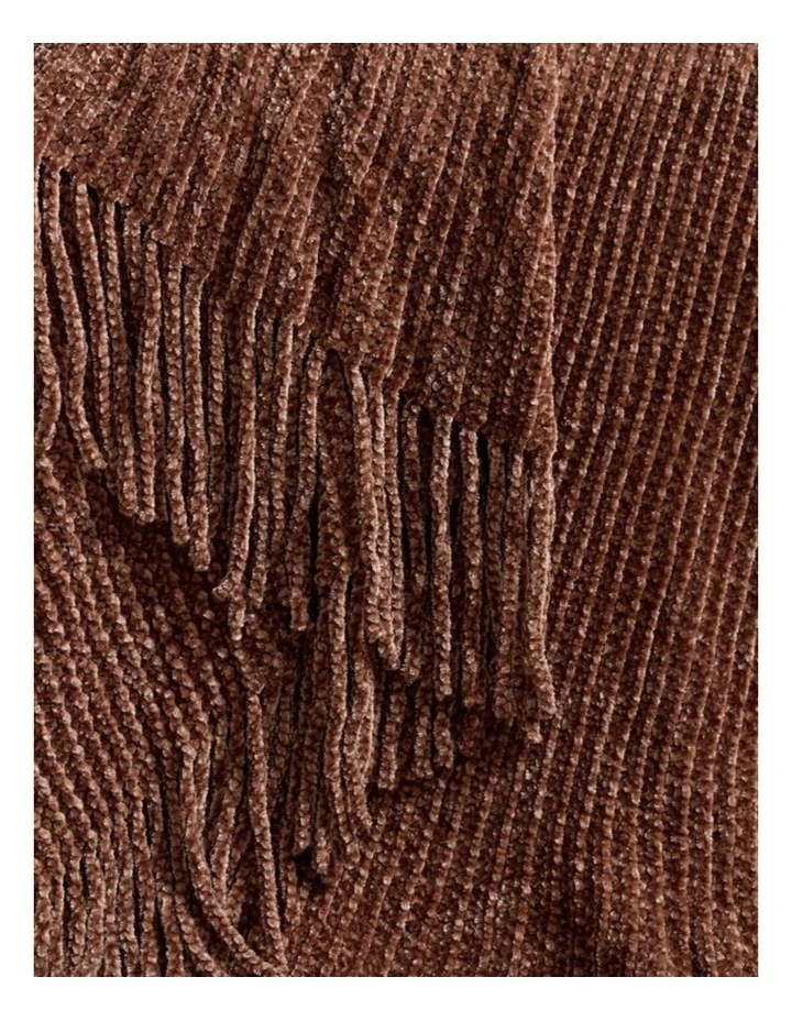 GIOIA CASA Chenille Knitted Throw in Brown image 2