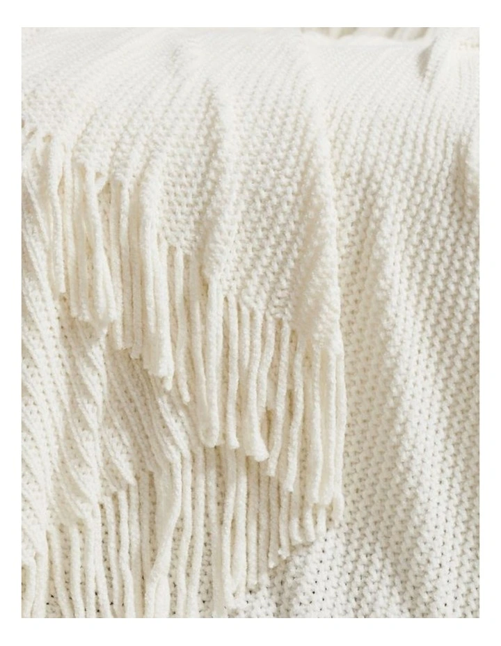Chenille Knitted Throw in Snow image 2